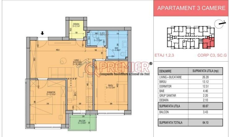 Popesti 3 Camere Direct Dezolvator Bloc Nou